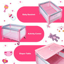 Portable Foldable Baby Playard Nursery Center with Changing Station - Pink