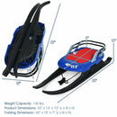 Folding Kids Metal Snow Sled with Pull Rope Snow Slider and Leather Seat