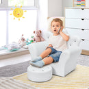 Children Upholstered Princess Sofa with Ottoman and Diamond Decoration for Boys and Girls - White