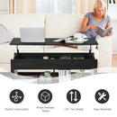 Lift Top Coffee Table with Hidden Storage Compartment and Lower Shelf for Study Room (Black)