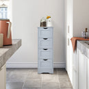 Floor Wooden Free Standing Storage Side Organizer for Bathroom (White)
