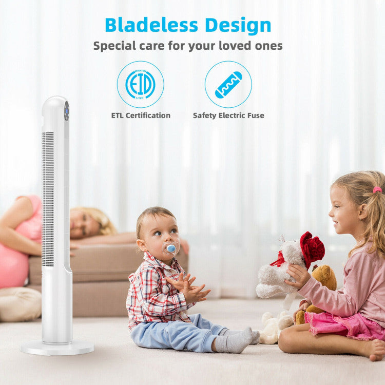 42 Inch 80 Degree Tower Fan with Smart Display Panel and Remote Control - White