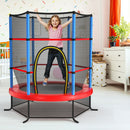55 Inch Kids Recreational Trampoline Bouncing Jumping Mat with Enclosure Net (Navy)