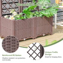 Raised Garden Bed with Trellis Planter Box for Climbing Plants - Brown