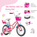 Kids Bicycle with Training Wheels and Basket for Boys and Girls Age 3-9 Years - Medium