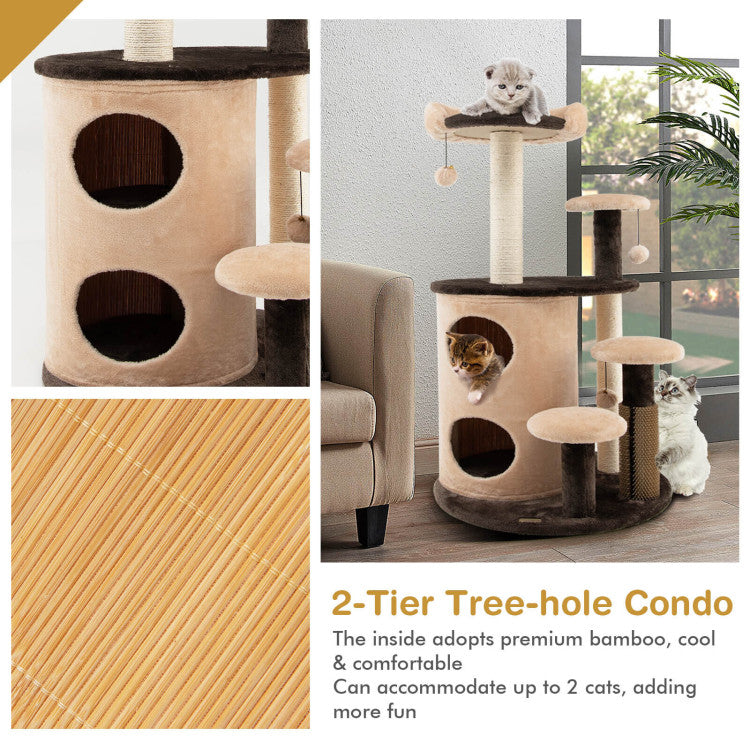 40 Inch Cat Tree Tower Multi-Level Activity Tree with 2-Tier Cat-Hole Condo