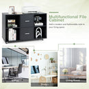 2 Drawer Wood Mobile File Cabinet with 4 Open Compartments