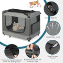 Portable Folding Cat Carrier with 4 Lockable Wheels