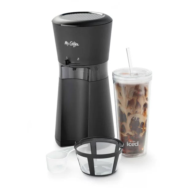 Mr. Coffee Iced Coffee Maker with Reusable Tumbler and Filter, Black