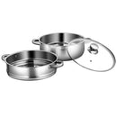 9.5 QT 2 Tier Stainless Steel Steamer Pot Cookware Boiler w/ Tempered Glass Lid
