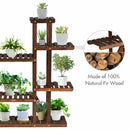 9 Tier Wood Plant Stand 45” High Carbonized 17 Potted Flower Shelf Rack Holder