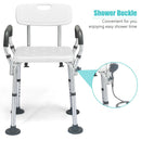 Shower Chair Spa Bathtub Adjustable Height Bench w/ Removable Armrests & Back
