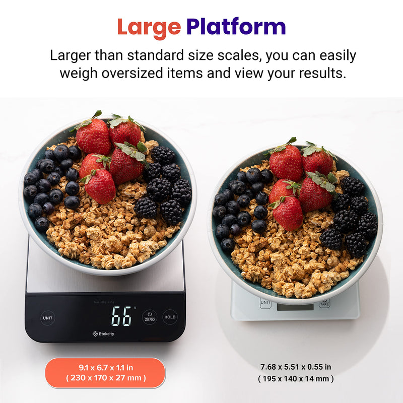 Food Kitchen Scale 22lb, Digital Weight Grams and Oz for Weight Loss, Baking and Cooking, 0.05oz/1g Precise Graduation,5 Weight Units, IPX6 Waterproof, USB Rechargeable,304 Stainless Steel