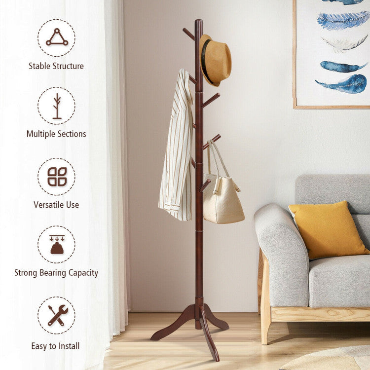 Adjustable Free Standing Wooden Coat Rack (Brown)