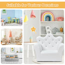 Children Upholstered Princess Sofa with Ottoman and Diamond Decoration for Boys and Girls - White