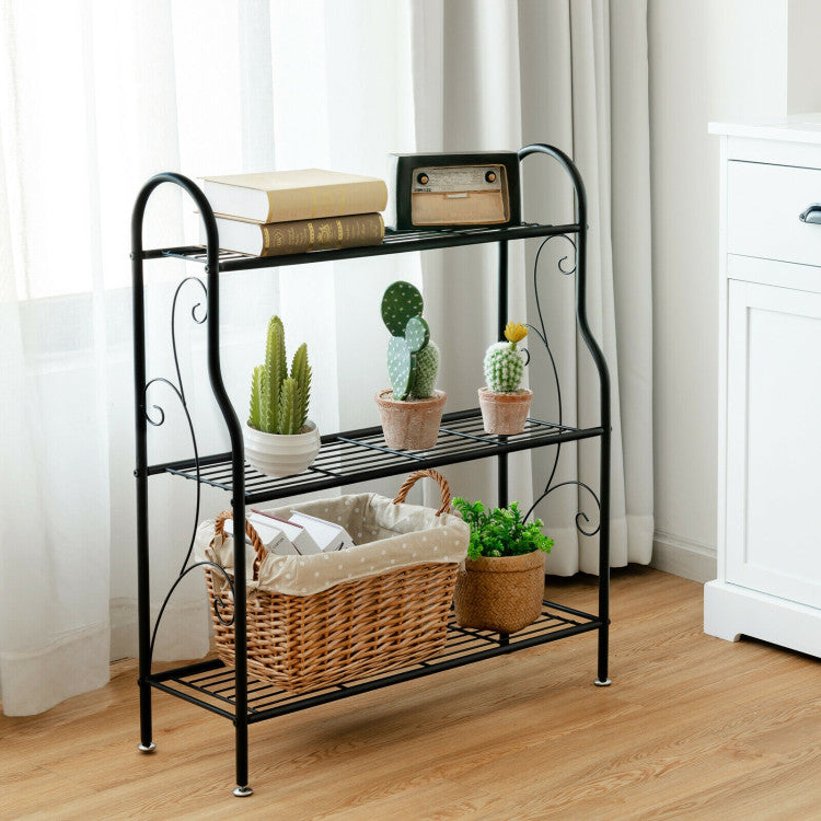 3-Tier Scrollwork Designed Metal Plant Stand