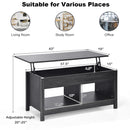 Lift Top Coffee Table with Hidden Storage Compartment and Lower Shelf for Study Room (Black)