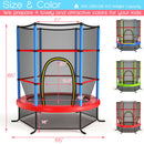 55 Inch Kids Recreational Trampoline Bouncing Jumping Mat with Enclosure Net (Navy)