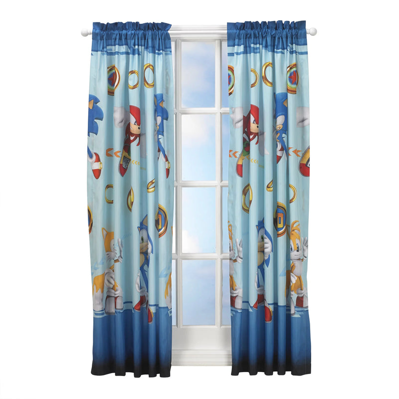 Sonic the Hedgehog Kids Bedroom Window Curtain Set, 2 Panels, 63" Leng