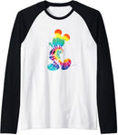 Disney Mickey Mouse Rainbow Tie Dye Raglan Baseball Tee