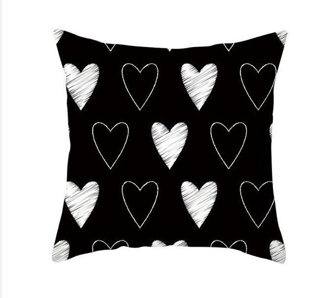 Black White Heart Cushion  Pillow Covers