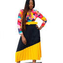 Geometric Print Pleated Long Maxi Dress Casual Cute Dashiki Africa Clothing