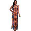 African Dresses for Women Split Totem Print Evening Long Dress