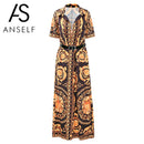 Open Front Belted Waist Pocket Boho Casual Maxi Cardigan Dress