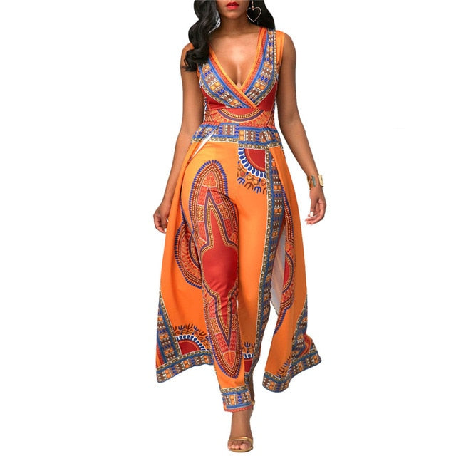 African Dress Autumn Positioning Printing Orange Ethnic Pants