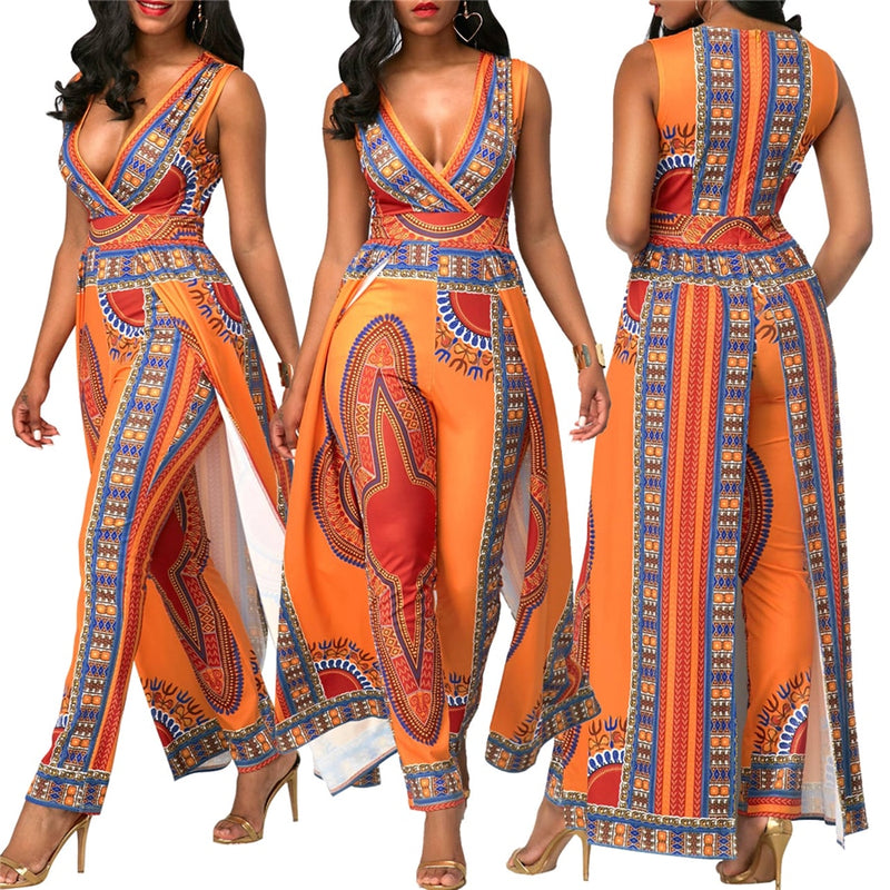 African Dress Autumn Positioning Printing Orange Ethnic Pants