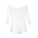 Women off shoulder lace fashion long sleeve patchwork playsuit