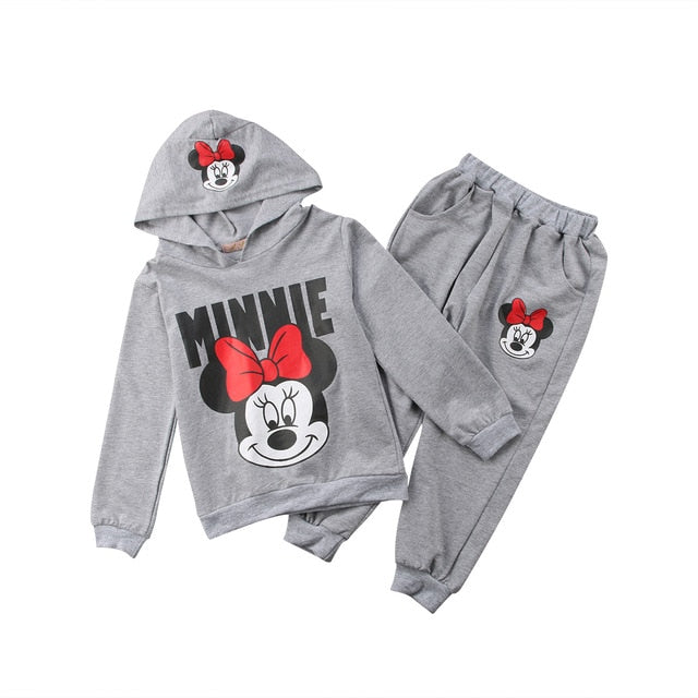 Baby Minnie Mouse Girls Kids Clothes 2Pcs Coat Sweatsuit +Pants Oufits