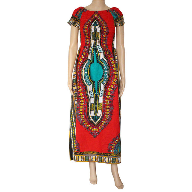 Petal Sleeve African Print Maxi African Long Dress