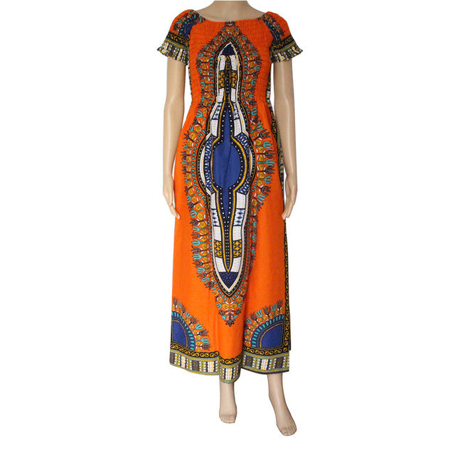 Petal Sleeve African Print Maxi African Long Dress