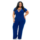 Womens  Short Sleeve Long Jumpsuit Bodysuit