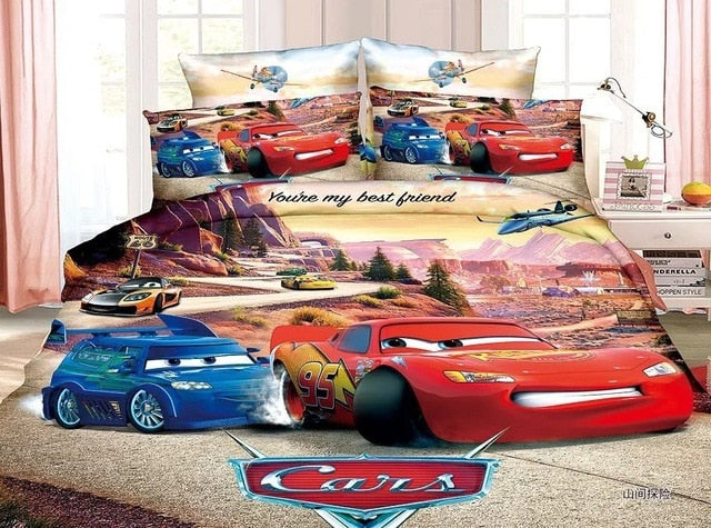 Cartoon Bedding  2/3pcs Comforter Sets Soft Polyester Bed Linen Flat Bed Sheet
