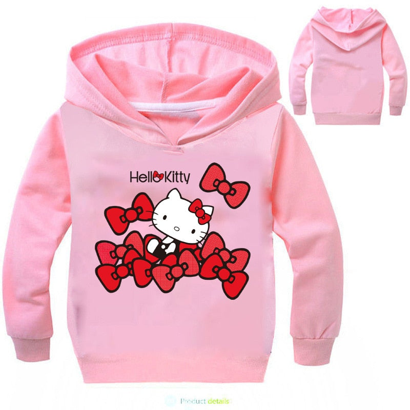 Hello Kitty Printing Hoodies Long Sleeve Casual Cotton Autumn Sweatshirts