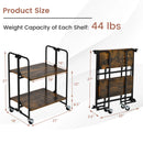 2-Tier Folding Bar Cart Kitchen Serving Island Utility Cart Storage Shelves
