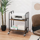 2-Tier Folding Bar Cart Kitchen Serving Island Utility Cart Storage Shelves