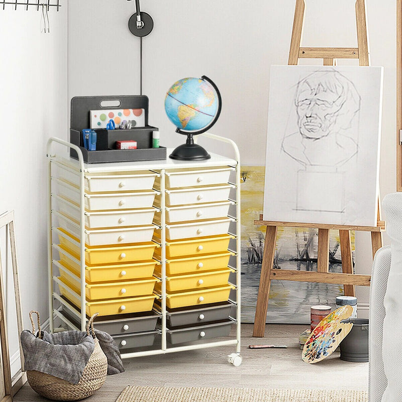 20 Drawer Rolling Storage Cart Tools Scrapbook Paper Office School Organizer