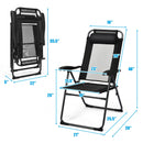 2PC Folding Chairs Adjustable Reclining Chairs with Headrest Patio Garden Black