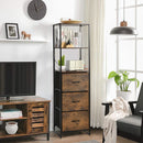 2PCS Vertical 3 Drawer Dresser w/3 Shelves Tall Storage Tower Chest Freestanding