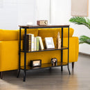 3-Tier Entryway Sofa Console Table Steel Frame for Hallway Living Room Brown