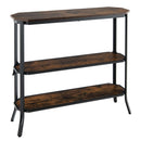 3-Tier Entryway Sofa Console Table Steel Frame for Hallway Living Room Brown