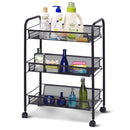 3 Tier Storage Rack Trolley Cart Home Kitchen Organizer Utility Baskets Black