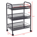 3 Tier Storage Rack Trolley Cart Home Kitchen Organizer Utility Baskets Black