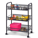3 Tier Storage Rack Trolley Cart Home Kitchen Organizer Utility Baskets Black