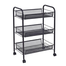 3 Tier Storage Rack Trolley Cart Home Kitchen Organizer Utility Baskets Black