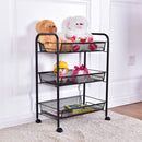 3 Tier Storage Rack Trolley Cart Home Kitchen Organizer Utility Baskets Black