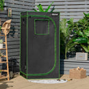 32"x32"x63" Mylar Hydroponic Grow Tent w/Observation Window & Floor Tray Black